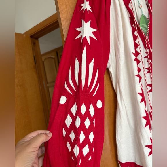 NWT Farm Rio Red white cut work minidress with optional sash Medium - Picture 5 of 8